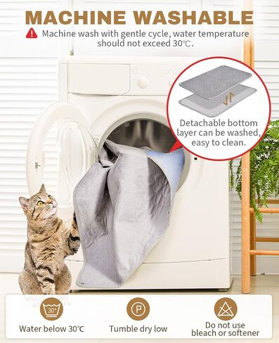 Fostanfly Cat Litter Mat - Extra Large XL 45"x 27" Cat Litter Trapping Mat, Machine Washable Double Layer Design, Urine & Waterproof for Kitty- Easy Clean for Floor in Saudi Arabia
