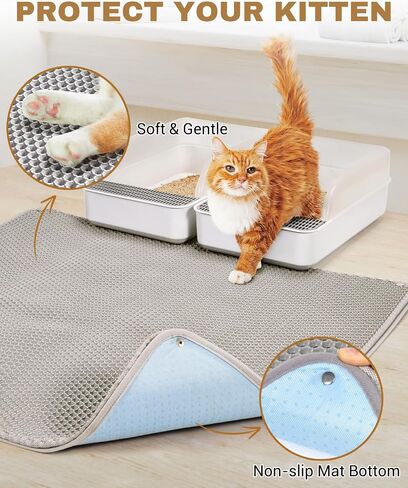 Fostanfly Cat Litter Mat - Extra Large XL 45"x 27" Cat Litter Trapping Mat, Machine Washable Double Layer Design, Urine & Waterproof for Kitty- Easy Clean for Floor in Saudi Arabia
