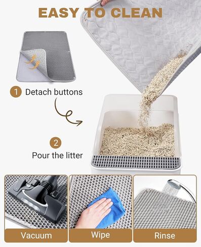 Fostanfly Cat Litter Mat - Extra Large XL 45"x 27" Cat Litter Trapping Mat, Machine Washable Double Layer Design, Urine & Waterproof for Kitty- Easy Clean for Floor in Saudi Arabia