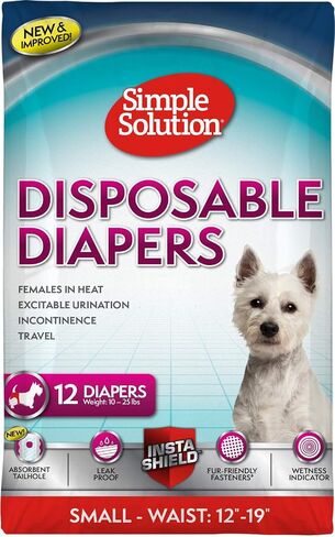 Simple Solution Disposable Dog Diapers, Female Dog Diapers, Puppy Potty Training, Incontinence and Heat Cycle Protection, Large Diapers for Dogs, 18-27 Inch Waist, 30 Count in Kuwait