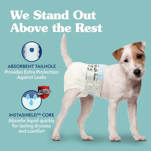 Simple Solution Disposable Dog Diapers, Female Dog Diapers, Puppy Potty Training, Incontinence and Heat Cycle Protection, Large Diapers for Dogs, 18-27 Inch Waist, 30 Count in Kuwait