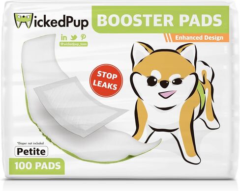 WICKEDPUP Dog Diaper Liners Booster Pads for Male and Female Dogs, 100ct | Disposable Diaper Inserts fit Most Reusable Pet Belly Bands, Wraps, and Washable Period Panties in Saudi Arabia