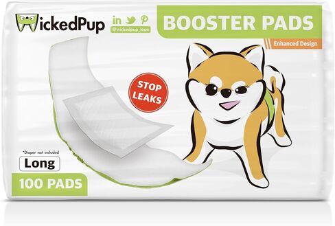 WICKEDPUP Dog Diaper Liners Booster Pads for Male and Female Dogs, 100ct | Disposable Diaper Inserts fit Most Reusable Pet Belly Bands, Wraps, and Washable Period Panties in Saudi Arabia