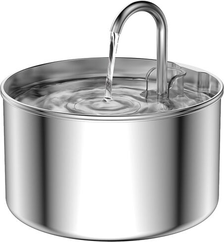 Cat Water Fountain Stainless Steel: Pet Water Fountains Indoor Metal Automatic Cat/Dog Waterer Bowls Faucet Bottle Watering Pets 24/7 Running Water Dispenser for Drinking in Saudi Arabia