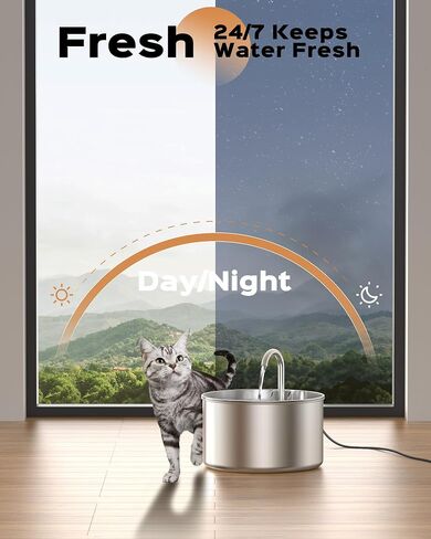 Cat Water Fountain Stainless Steel: Pet Water Fountains Indoor Metal Automatic Cat/Dog Waterer Bowls Faucet Bottle Watering Pets 24/7 Running Water Dispenser for Drinking in Saudi Arabia