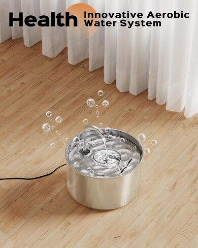 Cat Water Fountain Stainless Steel: Pet Water Fountains Indoor Metal Automatic Cat/Dog Waterer Bowls Faucet Bottle Watering Pets 24/7 Running Water Dispenser for Drinking in Saudi Arabia