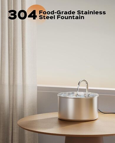 Cat Water Fountain Stainless Steel: Pet Water Fountains Indoor Metal Automatic Cat/Dog Waterer Bowls Faucet Bottle Watering Pets 24/7 Running Water Dispenser for Drinking in Saudi Arabia