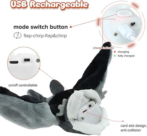Cat Toys Intelligent Flapping Santa Clause, Interactive Christmas Cat Toys for Indoor Cats Chase Exercise, Suitable for Cat Teaser Stick, Music Melody, 3 Modes, Rechargeable in Saudi Arabia