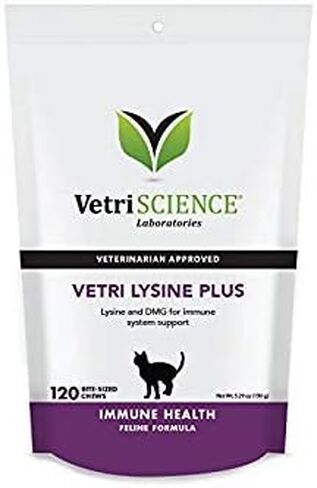 VetriScience Vetri Lysine Plus - 120 مضغ - مكملات وفيتامينات لدعم مناعة القطط مع L-Lysine وDMG للمناعة وصحة الجهاز التنفسي in Saudi Arabia