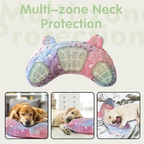 Dog Calming Pillow Glow in The Dark, Soft U-Shaped Pet Pillows for Dogs & Cats, Machine Washable, Dog Neck Pillow, Joint Relief, Better Sleep (Large, Pink) in Saudi Arabia