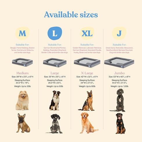 سرير كبير للكلاب من بيتبت - إسفنج طبي للعظام، مخمل مخملي، مقاوم للماء، سهل العناية، صديق للكلاب in Kuwait