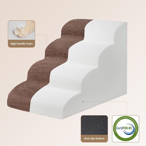 EHEYCIGA Curved Foldable Dog Stairs Ramp for Small Dogs 16" H, 3-Step Dog Steps for Couch Sofa and Chair, Pet Stairs for Cats, Non-Slip Balanced Pet Steps Indoor, Grey in Kuwait