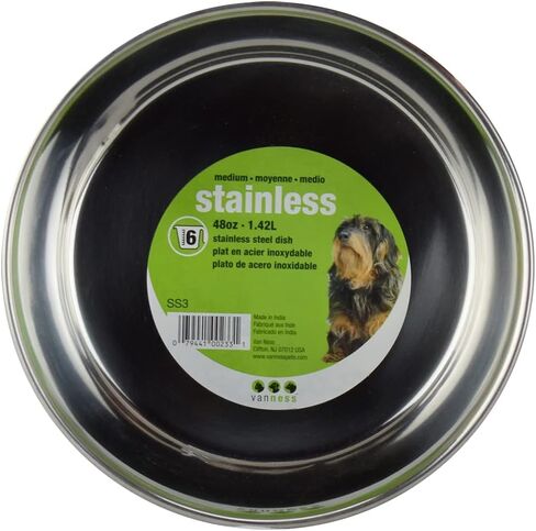 Van Ness Pets Medium Lightweight Stainless Steel Dog Bowl, 32 OZ Food And Water Dish, Natural in Saudi Arabia