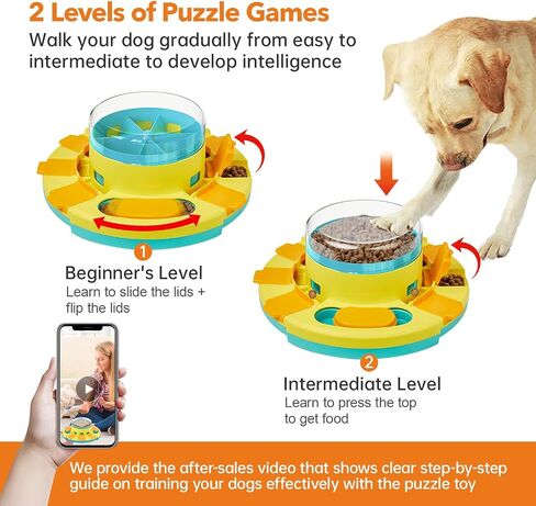 Potaroma Dog Puzzle Toy 2 Levels, Slow Feeder, Pup Food Treat Feeding Dispenser for IQ Training and Entertainment for All Breeds 4.2 Inch Height in Kuwait