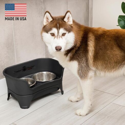 Neater Feeder Express Mess Proof Dog Bowls Elevated for Small Breed – Made in USA – No Spill Raised Slow Feeder Elevated Dog Bowl Stand, Stainless Steel Food and Water Bowl Set, Pink in Kuwait