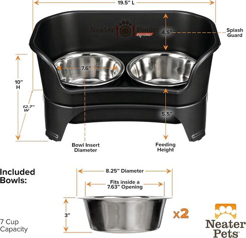 Neater Feeder Express Mess Proof Dog Bowls Elevated for Small Breed – Made in USA – No Spill Raised Slow Feeder Elevated Dog Bowl Stand, Stainless Steel Food and Water Bowl Set, Pink in Kuwait