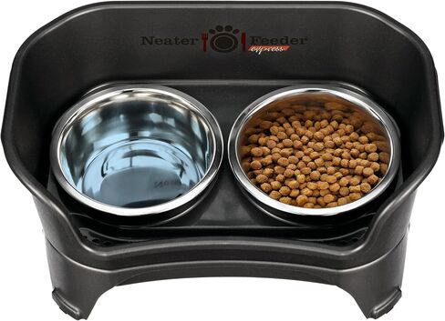 Neater Feeder Express Mess Proof Dog Bowls Elevated for Small Breed – Made in USA – No Spill Raised Slow Feeder Elevated Dog Bowl Stand, Stainless Steel Food and Water Bowl Set, Pink in Kuwait