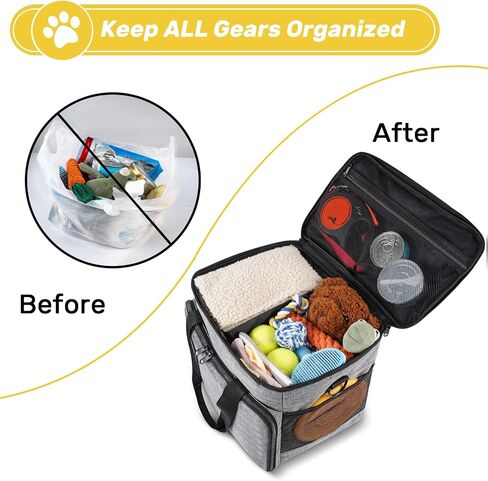 6 Set Dog Travel Bag, Large Pet Travel Kit for Supplies Includes 2 Food Containers, 1 Travel Organizer for Dogs, 2 Collapsible Bowls, 1 Treat Pouch, Dog Weekend Overnight Travel Bag Luggage in Saudi Arabia