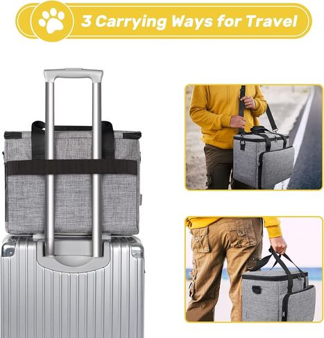 6 Set Dog Travel Bag, Large Pet Travel Kit for Supplies Includes 2 Food Containers, 1 Travel Organizer for Dogs, 2 Collapsible Bowls, 1 Treat Pouch, Dog Weekend Overnight Travel Bag Luggage in Saudi Arabia