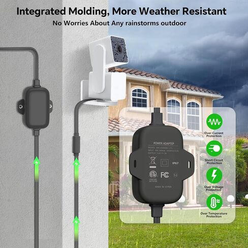 محول طاقة خارجي بطول 25 قدمًا لكاميرا WYZE V4، WYZE Cam OG/V3/V3 Pro، كابل تمديد USB صغير على شكل حرف L لكاميرا WYZE Cam Pan V3، استبدال قابس WYZE، كابل مسطح مقاوم للماء IP67 لشحن كاميرا WYZE الخاصة بك in Kuwait
