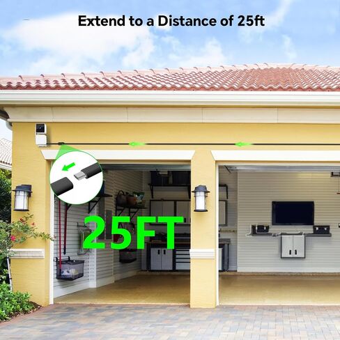 محول طاقة خارجي بطول 25 قدمًا لكاميرا WYZE V4، WYZE Cam OG/V3/V3 Pro، كابل تمديد USB صغير على شكل حرف L لكاميرا WYZE Cam Pan V3، استبدال قابس WYZE، كابل مسطح مقاوم للماء IP67 لشحن كاميرا WYZE الخاصة بك in Kuwait