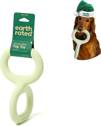 Earth Rated Tug of War Dog Toy, Interactive Pull Toy for Adult and Puppy Dogs, Ergonomic Grip, Natural Rubber, Small, Green in Saudi Arabia