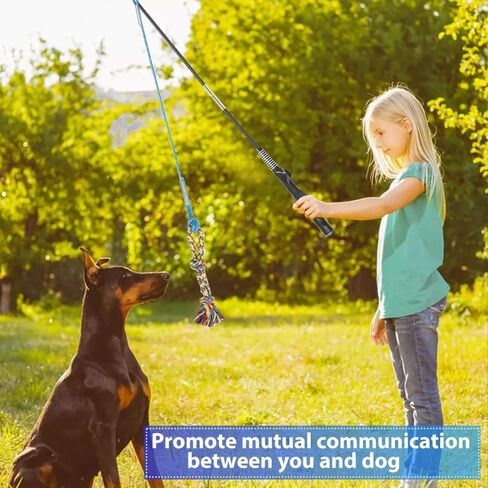 DIBBATU Flirt Pole for Dogs Interactive Dog Toys for Large Medium Small Dogs Chase and Tug of War, Dog Teaser Wand with Lure Chewing Toy for Outdoor Exercise & Training in Kuwait