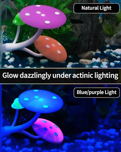 Uniclife Betta Mushroom Hammock Soft Aquarium Rest Bed Fish Breeding Playing Pad with Suction Cup Silicone Ornament Decoration Colorful Lifelike Decor for Fish Tank Landscape, 2 Pack in Kuwait