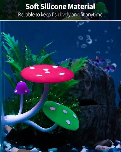 Uniclife Betta Mushroom Hammock Soft Aquarium Rest Bed Fish Breeding Playing Pad with Suction Cup Silicone Ornament Decoration Colorful Lifelike Decor for Fish Tank Landscape, 2 Pack in Kuwait