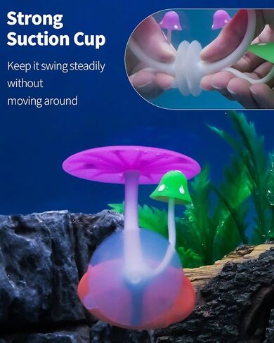 Uniclife Betta Mushroom Hammock Soft Aquarium Rest Bed Fish Breeding Playing Pad with Suction Cup Silicone Ornament Decoration Colorful Lifelike Decor for Fish Tank Landscape, 2 Pack in Kuwait