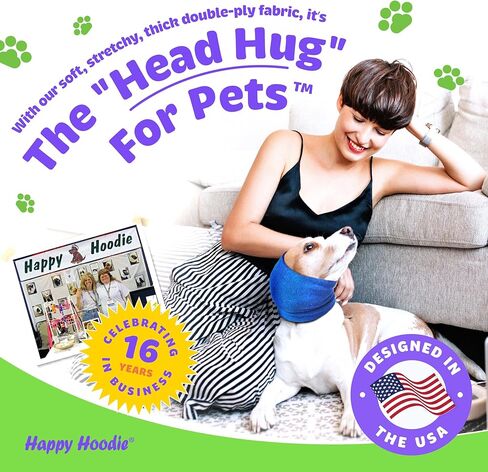 Happy Hoodie The Original Calming Band for Dogs & Cats - 2 Pack (1 Small, 1 Large) - for Anxiety Relief & Calming Dogs – Noise Canceling for Dogs - The Force Drying & Grooming Miracle Tool Since 2008 in Kuwait