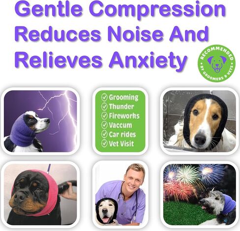 Happy Hoodie The Original Calming Band for Dogs & Cats - 2 Pack (1 Small, 1 Large) - for Anxiety Relief & Calming Dogs – Noise Canceling for Dogs - The Force Drying & Grooming Miracle Tool Since 2008 in Kuwait