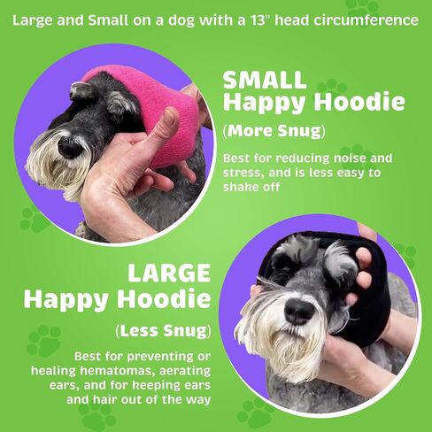 Happy Hoodie The Original Calming Band for Dogs & Cats - 2 Pack (1 Small, 1 Large) - for Anxiety Relief & Calming Dogs – Noise Canceling for Dogs - The Force Drying & Grooming Miracle Tool Since 2008 in Kuwait