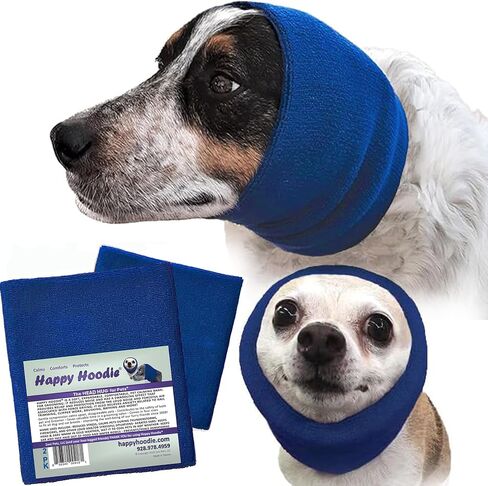 Happy Hoodie The Original Calming Band for Dogs & Cats - 2 Pack (1 Small, 1 Large) - for Anxiety Relief & Calming Dogs – Noise Canceling for Dogs - The Force Drying & Grooming Miracle Tool Since 2008 in Kuwait
