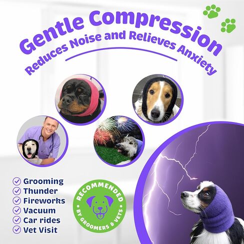 Happy Hoodie The Original Calming Band for Dogs & Cats - 2 Pack (1 Small, 1 Large) - for Anxiety Relief & Calming Dogs – Noise Canceling for Dogs - The Force Drying & Grooming Miracle Tool Since 2008 in Kuwait