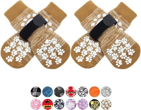 EXPAWLORER Anti Slip Dog Socks to Prevent Licking Paws, Dog Shoes for Hot Pavement, Dog Booties for Small Medium Large Senior Dogs, Traction Control Dog Boots & Paw Protectors for Hardwood Floors in Saudi Arabia
