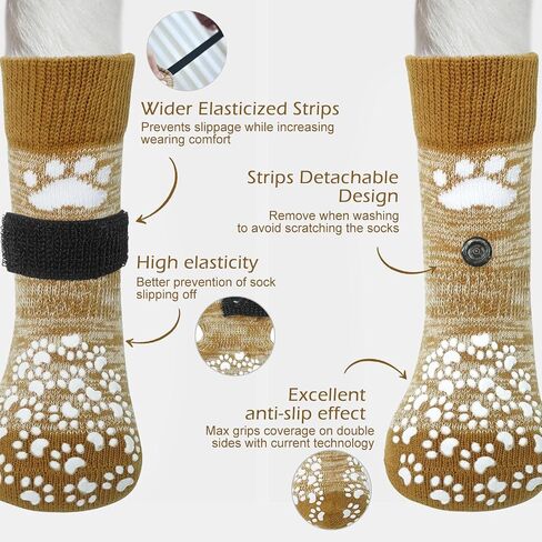 EXPAWLORER Anti Slip Dog Socks to Prevent Licking Paws, Dog Shoes for Hot Pavement, Dog Booties for Small Medium Large Senior Dogs, Traction Control Dog Boots & Paw Protectors for Hardwood Floors in Saudi Arabia