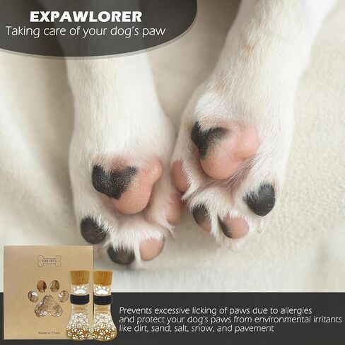 EXPAWLORER Anti Slip Dog Socks to Prevent Licking Paws, Dog Shoes for Hot Pavement, Dog Booties for Small Medium Large Senior Dogs, Traction Control Dog Boots & Paw Protectors for Hardwood Floors in Saudi Arabia
