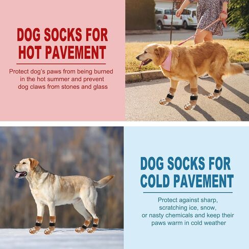EXPAWLORER Anti Slip Dog Socks to Prevent Licking Paws, Dog Shoes for Hot Pavement, Dog Booties for Small Medium Large Senior Dogs, Traction Control Dog Boots & Paw Protectors for Hardwood Floors in Saudi Arabia
