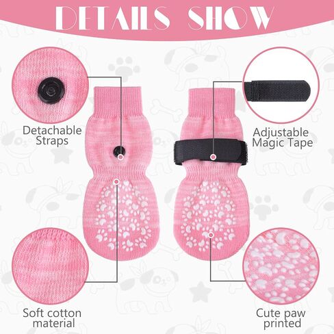EXPAWLORER Anti Slip Dog Socks to Prevent Licking Paws, Dog Shoes for Hot Pavement, Dog Booties for Small Medium Large Senior Dogs, Traction Control Boots & Paw Protectors for Hardwood Floors in Saudi Arabia