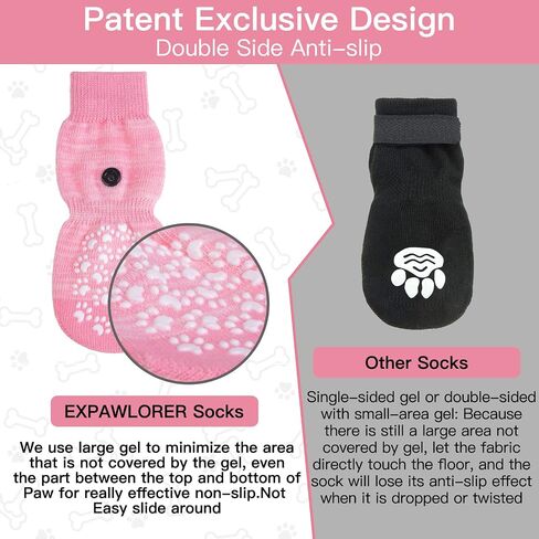 EXPAWLORER Anti Slip Dog Socks to Prevent Licking Paws, Dog Shoes for Hot Pavement, Dog Booties for Small Medium Large Senior Dogs, Traction Control Boots & Paw Protectors for Hardwood Floors in Saudi Arabia