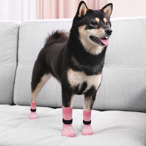 EXPAWLORER Anti Slip Dog Socks to Prevent Licking Paws, Dog Shoes for Hot Pavement, Dog Booties for Small Medium Large Senior Dogs, Traction Control Boots & Paw Protectors for Hardwood Floors in Saudi Arabia
