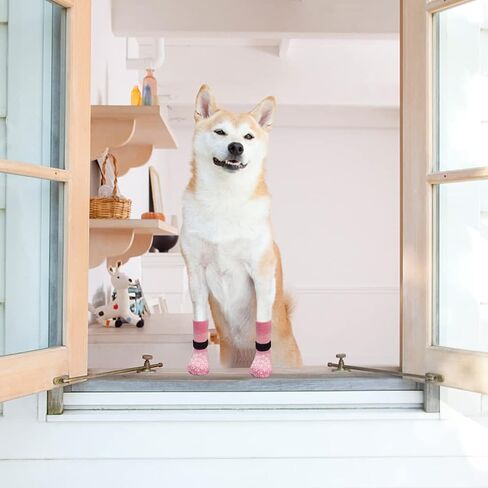 EXPAWLORER Anti Slip Dog Socks to Prevent Licking Paws, Dog Shoes for Hot Pavement, Dog Booties for Small Medium Large Senior Dogs, Traction Control Boots & Paw Protectors for Hardwood Floors in Saudi Arabia