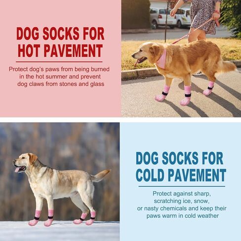 EXPAWLORER Anti Slip Dog Socks to Prevent Licking Paws, Dog Shoes for Hot Pavement, Dog Booties for Small Medium Large Senior Dogs, Traction Control Boots & Paw Protectors for Hardwood Floors in Saudi Arabia