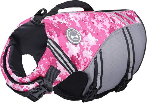 VIVAGLORY Sports Style Dog Life Jacket with Extra Flotation, Adjustable & Durable Swim Life Vest with Secure Fastening System for Large Dogs, Floral in Saudi Arabia