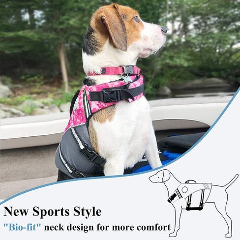 VIVAGLORY Sports Style Dog Life Jacket with Extra Flotation, Adjustable & Durable Swim Life Vest with Secure Fastening System for Large Dogs, Floral in Saudi Arabia
