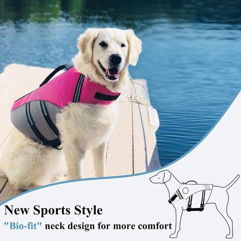 VIVAGLORY Sports Style Dog Life Jacket with Extra Flotation, Adjustable & Durable Swim Life Vest with Secure Fastening System for Large Dogs, Floral in Saudi Arabia