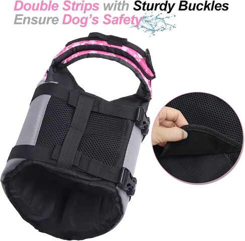 VIVAGLORY Sports Style Dog Life Jacket with Extra Flotation, Adjustable & Durable Swim Life Vest with Secure Fastening System for Large Dogs, Floral in Saudi Arabia