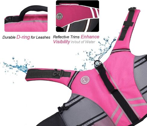 VIVAGLORY Sports Style Dog Life Jacket with Extra Flotation, Adjustable & Durable Swim Life Vest with Secure Fastening System for Large Dogs, Floral in Saudi Arabia