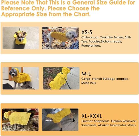 Lukovee Dog Raincoat, Adjustable Dog Rain Jacket with Clear Hooded Double Layer for Large Medium Small Dogs Puppies, Waterproof Dog Rain Coat Poncho with Reflective Storage Pocket & Rim (Yellow, M) in Saudi Arabia